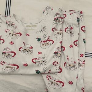 The Beaufort Bonnet Company Festive Santa Pajama Set - White and Red